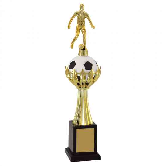 Troféu de Torneios e Campeonatos - Bola Preto e Branco - Futebol Jogador